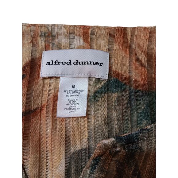 ALFRED DUNNER Artsy Floral Knit Top Blouse Medium Yellow Green Bloom Comfort - Picture 4 of 7